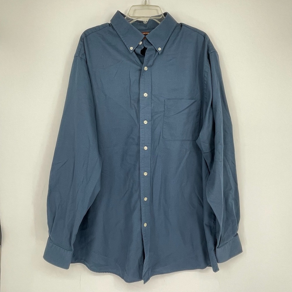 Oak Hill Men's Blue Wrinkle Free Cool & Dry Button Front Top Shirt Size 1XLT